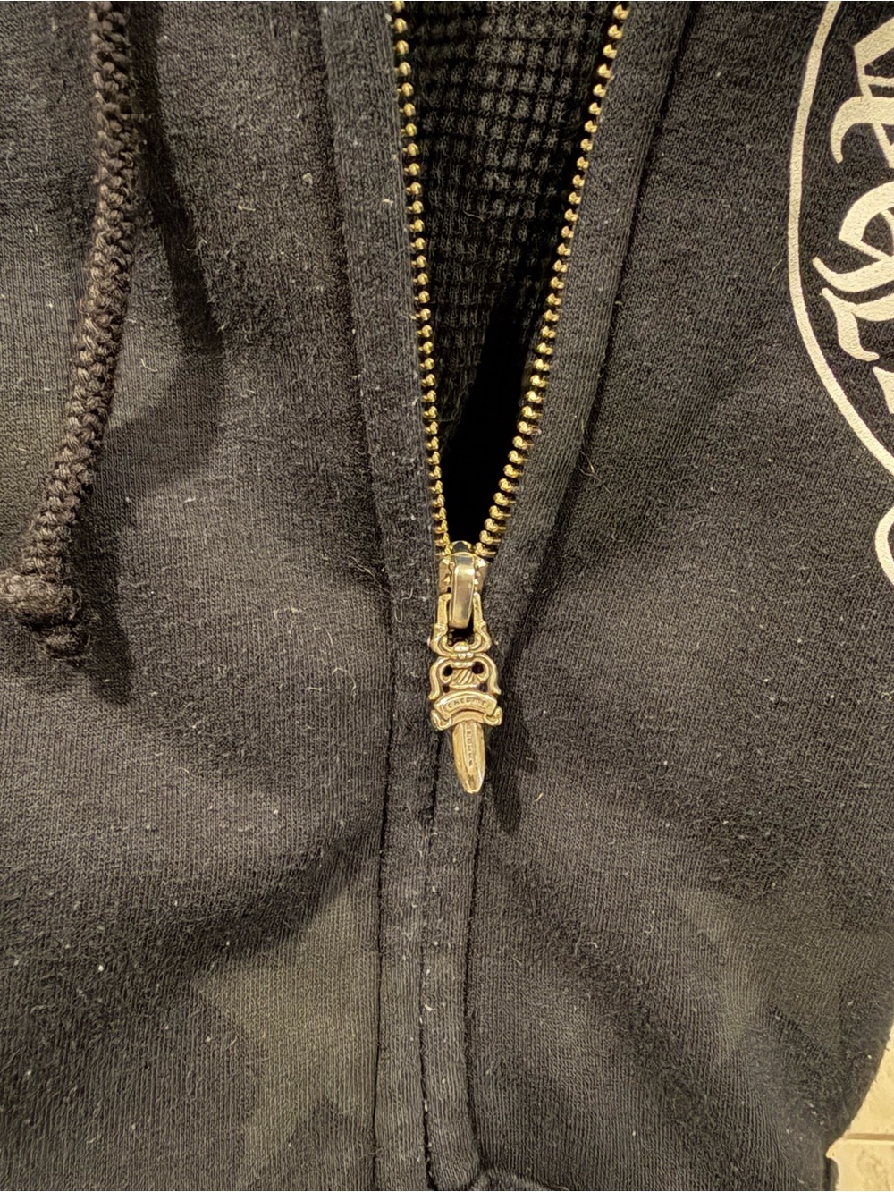Vintage Chrome Hearts Black Star Zip-Up Hoodie with White Logo - Picture 4 of 11